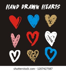 Hand drawn  hearts isolated on blank background