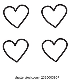 Hand drawn hearts isolated on white background,vector illustration eps10
