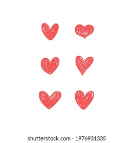 Hand drawn hearts. Love handmade illustrations. Heart doodle collection.