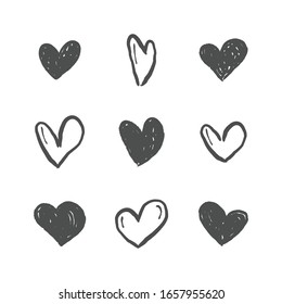 Hand drawn hearts. Love heart illustration doodles.