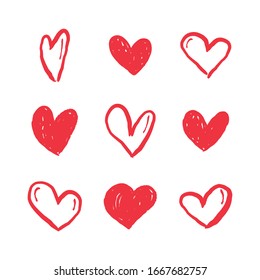 Hand drawn hearts. Love heart illustration doodles.