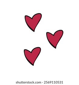 Hand drawn hearts on white background for design. Valentine's Day.