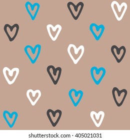 hand drawn hearts pattern vector illustration