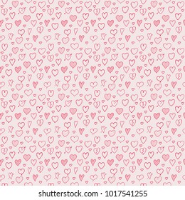 Hand drawn hearts - seamless pattern. Valentine's Day, Woman's Day and Mother's Day. Vector