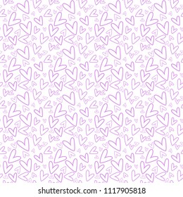 Hand Drawn Hearts Seamless Pattern - Pink hand drawn hearts on white background