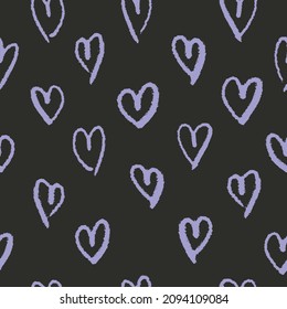 Hand drawn hearts seamless pattern. Cute cartoon stylized simple shapes. Perfect for gift card, wallpaper, wrapping paper and package print, fabric and any surface design. pink and white