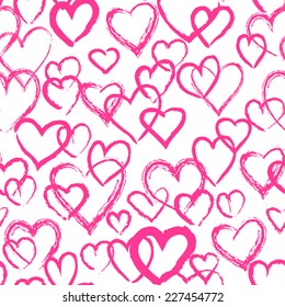 Hand drawn hearts seamless pattern