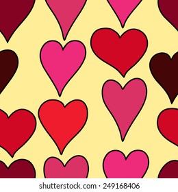 hand drawn hearts seamless pattern