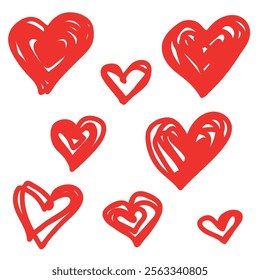 Hand drawn hearts seamless pattern. Continuous line drawing of a heart, black and white vector minimalist love concept illustration. Doodl.