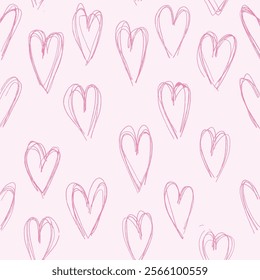 hand drawn hearts seamless pattern