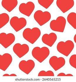 Hand drawn hearts seamless pattern. Continuous line drawing of a heart, black and white vector minimalist love concept illustration. Doodl.