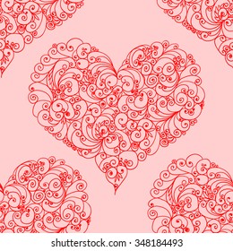 Hand drawn hearts. Seamless pattern. Use it as pattern fills, web page background, surface textures, fabric or paper, wrapping, backdrop design, wedding card