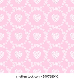 Hand drawn hearts seamless pattern. 