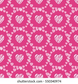Hand drawn hearts seamless pattern. 