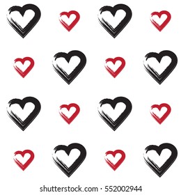 Hand drawn hearts. Seamless pattern.