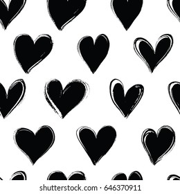 Hand drawn hearts seamless pattern. Romantic abstract wrapping paper. Valentine's day background. Can be used for paper napkins design.