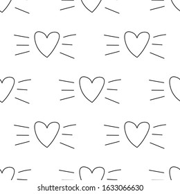 Hand drawn hearts seamless repeat pattern.Valentine's day pattern.