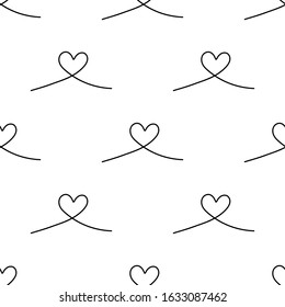 Hand drawn hearts seamless repeat pattern.Valentine's day seamless repeat pattern.