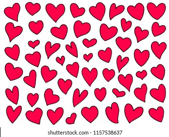 hand drawn hearts set