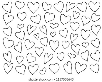 hand drawn hearts set