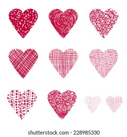 Hand drawn hearts set