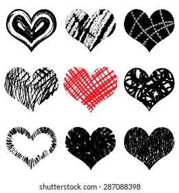 Hand drawn hearts set