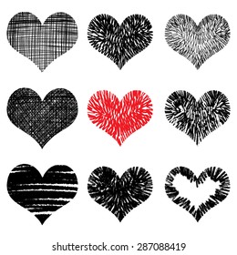 Hand drawn hearts set