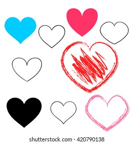 Hand drawn hearts set