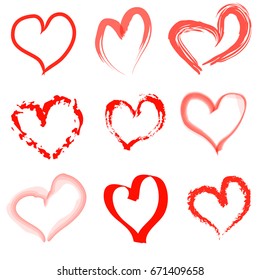 Hand drawn hearts set