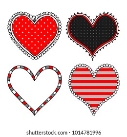 Hand drawn hearts. Set of heart icons. Vector illustration for design of a stickies, t-shirt, bag, cup.