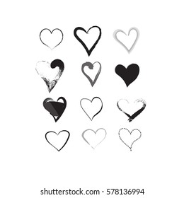 hand drawn hearts set. heart icons.love symbols. vector design elements