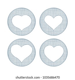Hand drawn hearts. Set of hearts icons. Vector heart illustration.