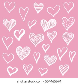Hand drawn hearts set for Valentines Day isolated on the background. Fun brush ink illustrations for photo overlays, t-shirt print, flyer, poster design