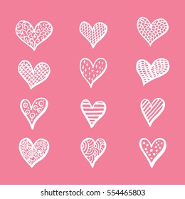 Hand drawn hearts set for Valentines Day isolated on the background. Fun brush ink illustrations for photo overlays, t-shirt print, flyer, poster design