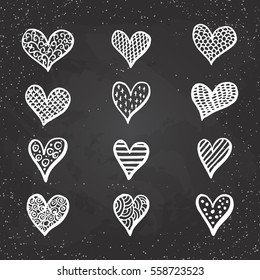 Hand drawn hearts set for Valentines Day isolated on the background. Fun brush ink illustrations for photo overlays, t-shirt print, flyer, poster design.