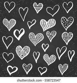 Hand drawn hearts set for Valentines Day isolated on the background. Fun brush ink illustrations for photo overlays, t-shirt print, flyer, poster design.