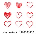 Hand drawn hearts set.  Vector illustration