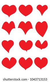 Hand drawn hearts set. Vector illustration vintage design element for Valentine day, wedding cards, invitation.