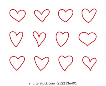 hand drawn hearts set vector design illustration isolated white background