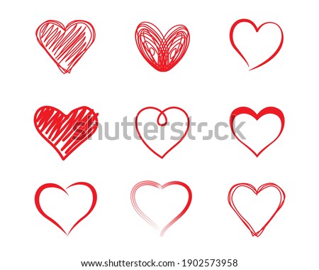 Hand drawn hearts set.  Vector illustration