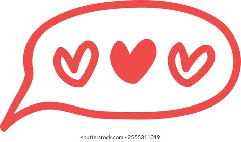 Hand Drawn Hearts Speech Bubble Vector Illustration