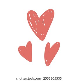 Hand drawn hearts symbol love in a simple artistic style vector illustration