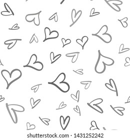 Hand Drawn Hearts Texture. Heart Doodles Seamless Pattern.