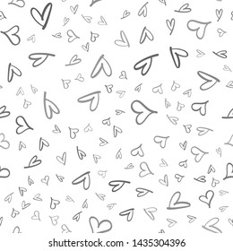 Hand drawn hearts texture. Heart doodles seamless pattern.