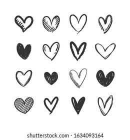 Hand drawn hearts. Valentine's day heart doodles. Love illustrations.