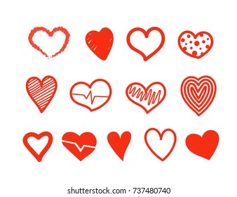 Hand drawn hearts vector collection. Design elements for Valentine's day