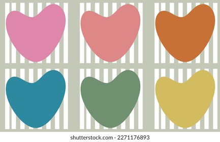Vector de corazones dibujados a mano. Diseñar elementos para el día de San Valentín. Forma de corazón de color pastel.