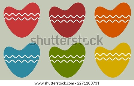 Hand drawn hearts vector. Design elements for Valentine's day. Pastel color heart shape.
