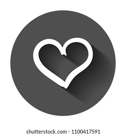 Hand drawn hearts vector icon. Love sketch doodle heart illustration with long shadow. Handdrawn valentine concept.