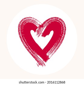 Hand drawn hearts vector logo or icon, sketch doodle graphic design element, brush stroke painted heart symbol,